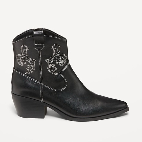 Old Navy Western Rodeo Artsy Dressy Pointed Toe Faux Leather Cowgirl Boots NWOT - Picture 1 of 10